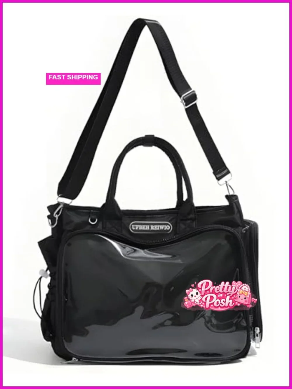 Large Ita Backpack Crossbody Tote with Clear Window and Insert for Pin Display